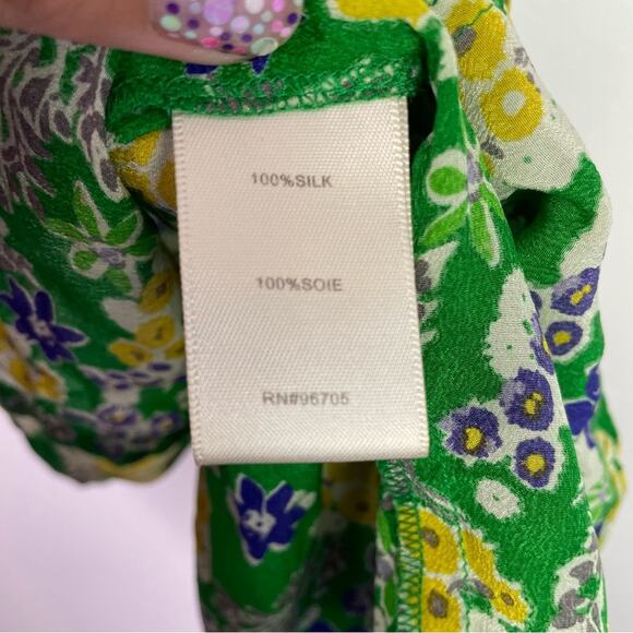 Rebecca Taylor | Silk Blouse Tank Top Green Yellow Purple Small - Picture 7 of 10